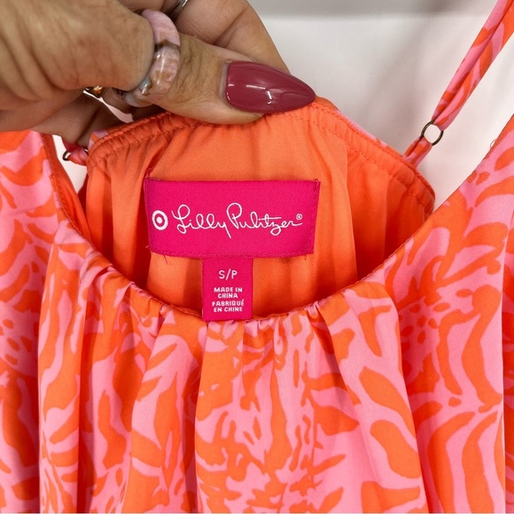 LILLY PULITZER For Target‎ Jungle Orange Pink Giraffing Me Crazy Flounce Dress - Picture 3 of 11